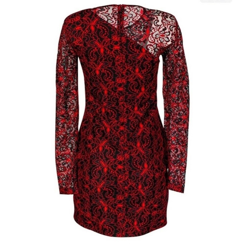 Parker Asymmetrical Long Sleeve Lace Cocktail Dress Size S